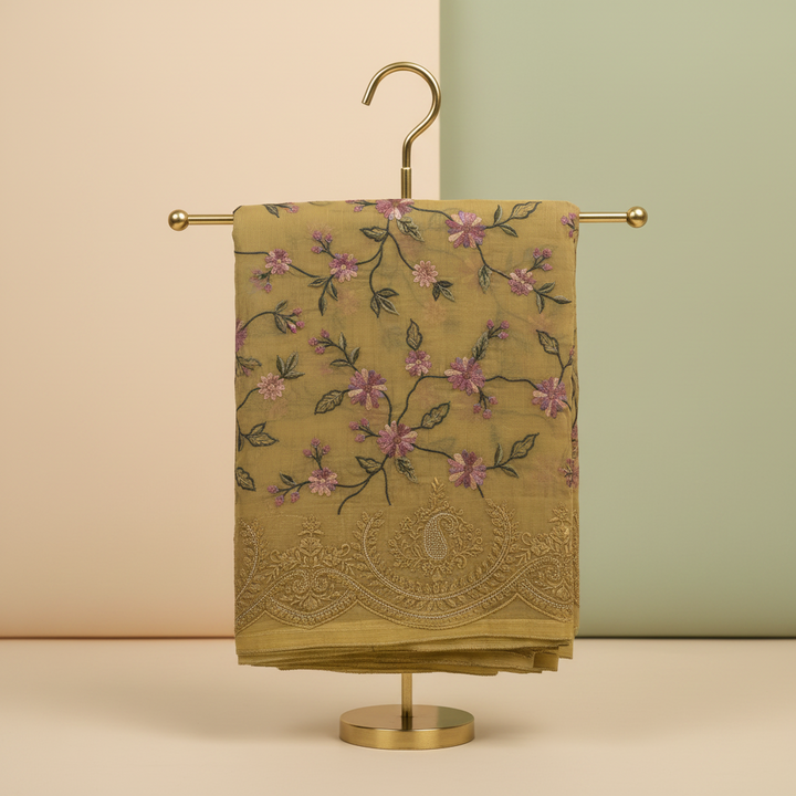 KUBERAN MUSTARD ORGANZA SAREE