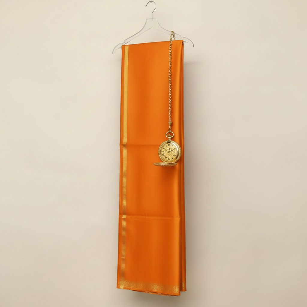 Kuberan orange pure Silk Shalya