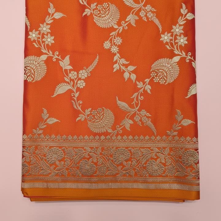 KUBERAN ORANGE MASHRU BANARASI SILK SAREE