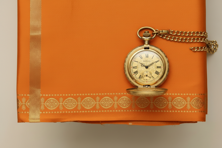 Kuberan orange pure Silk Shalya