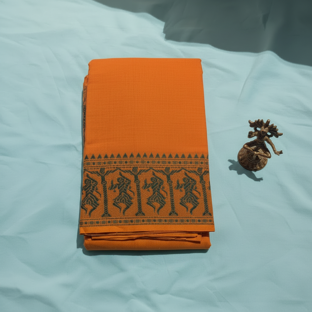 KUBERAN ORANGE COTTON DANCE PRACTICE SAREE