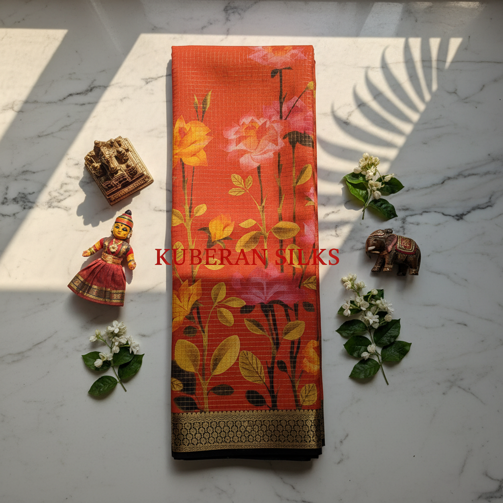 Kuberan Orange Mysore Silk Saree