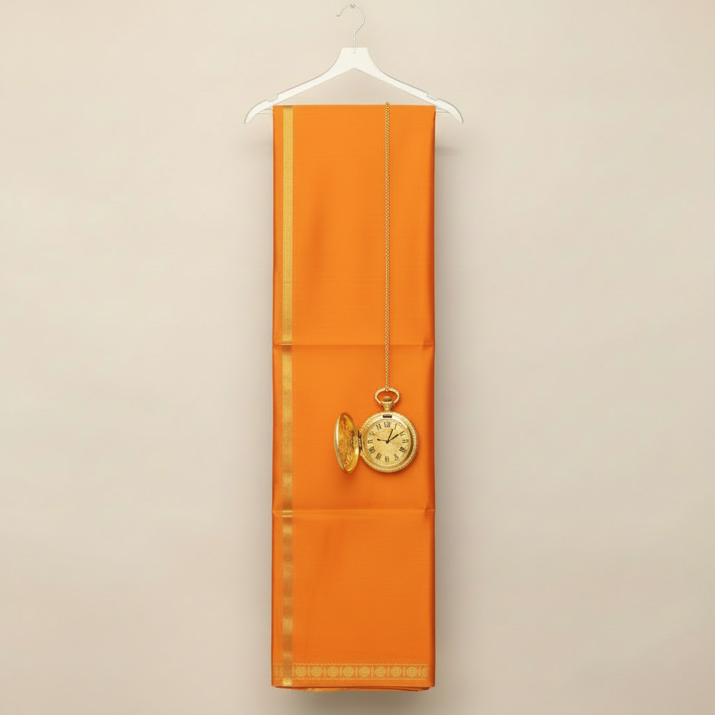 Kuberan orange pure Silk Shalya