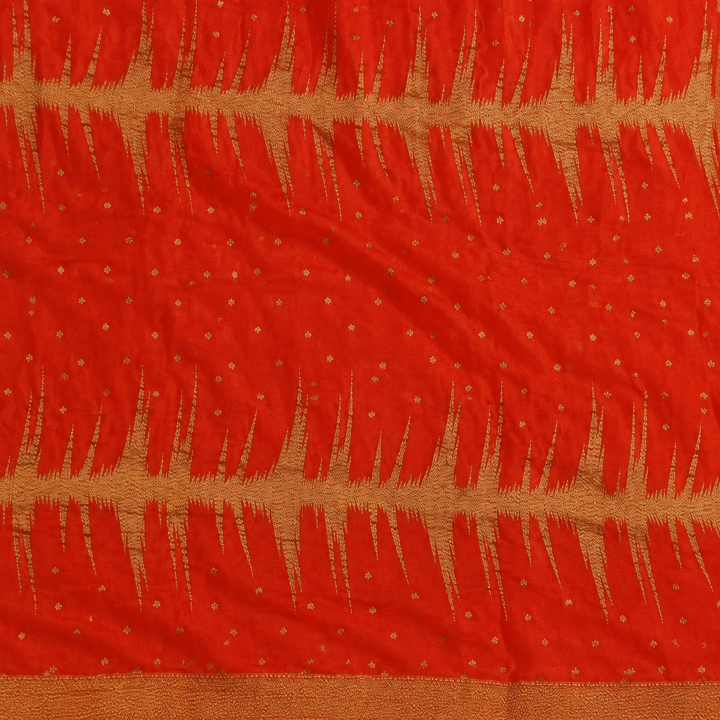 KUBERAN ORANGE PURE KHADDI GEORGETTE  SAREE