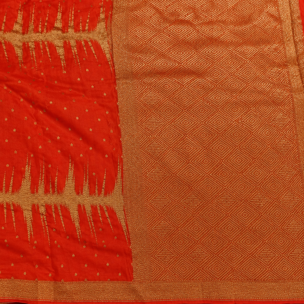KUBERAN ORANGE PURE KHADDI GEORGETTE  SAREE