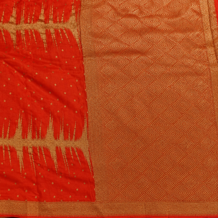 KUBERAN ORANGE PURE KHADDI GEORGETTE  SAREE