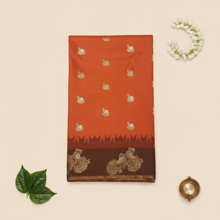 Orange Silk Saree – 3 Traditional Props