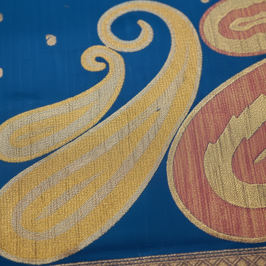 KUBERAN BLUE RAW SILK SAREE