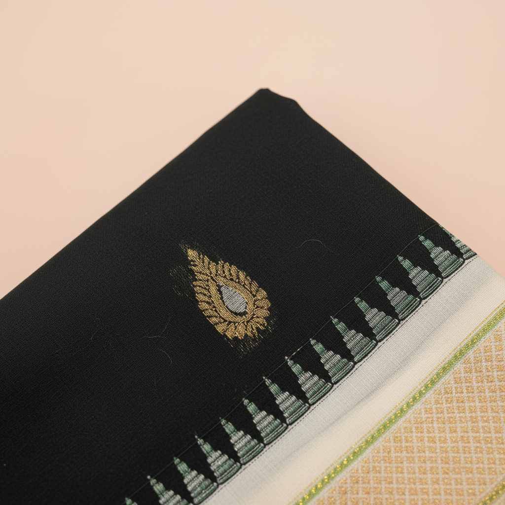 KUBERAN BLACK COTTON SAREE