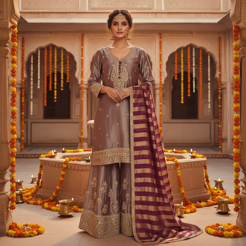 Kuberan Tissue Silk Palazzo Set