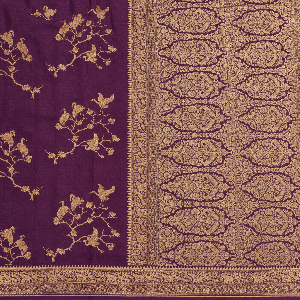 KUBERAN PURPLE PURE KHADDI GEORGETTE  SAREE