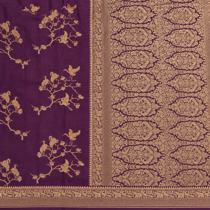 KUBERAN PURPLE PURE KHADDI GEORGETTE  SAREE