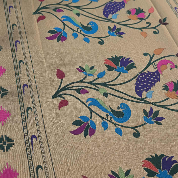 kuberan bottle Green Paithani Silk Saree with Peacock Pallu