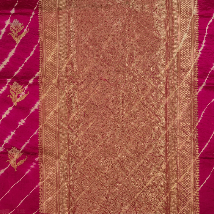 KUBERAN PINK LEHERIYA SHIBORI PURE SILK SAREE