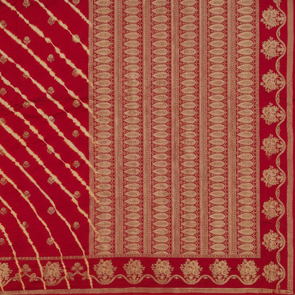 KUBERAN RED LEHERIYA SHIBORI PURE SILK SAREE