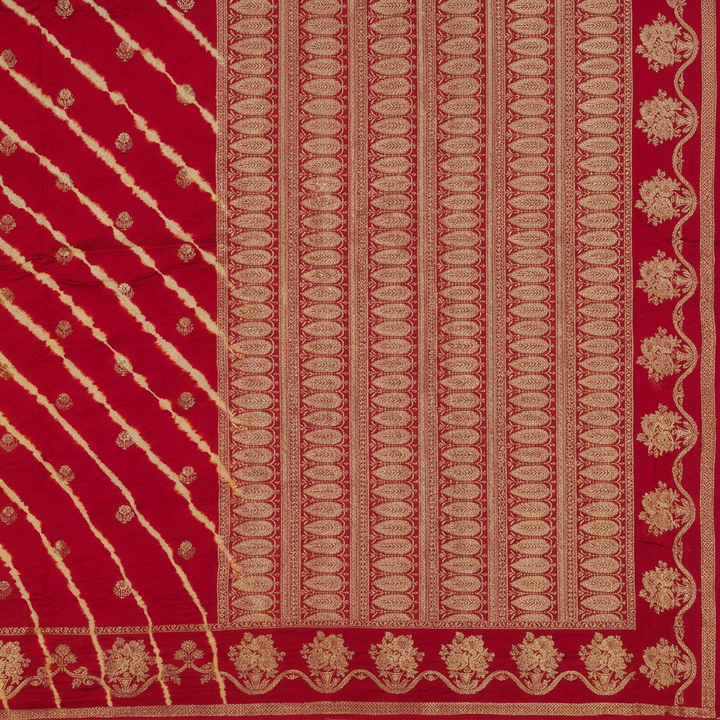 KUBERAN RED LEHERIYA SHIBORI PURE SILK SAREE