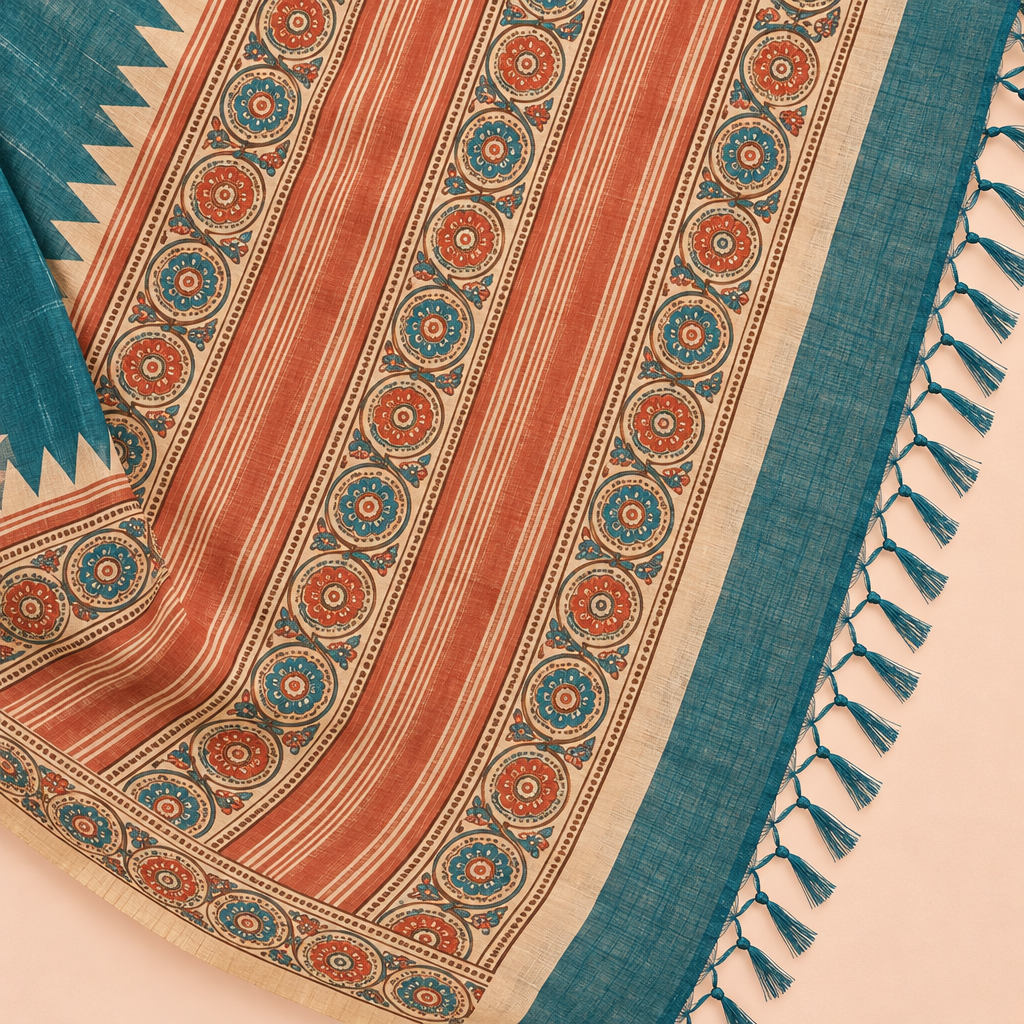KUBERAN BLUE RAW SILK SAREE