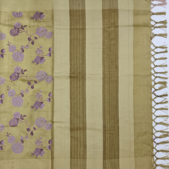Kuberan Pale Green Floral Pure Banarasi Silk Saree