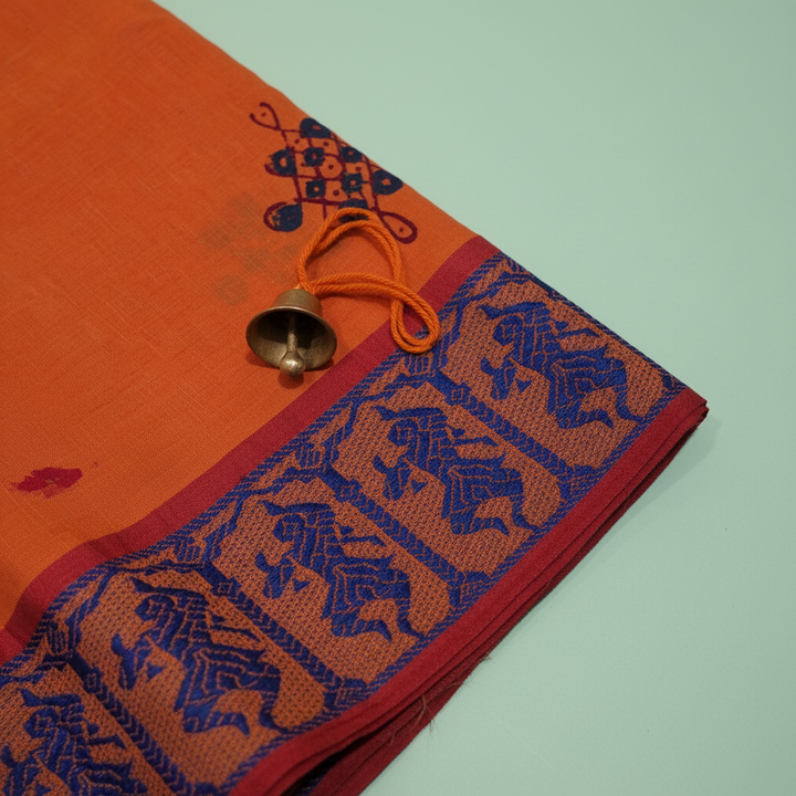 KUBERAN ORANGE COTTON DANCE PRACTICE SAREE