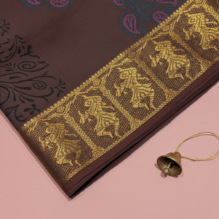 KUBERAN DULL BROWN COTTON DANCE PRACTICE SAREE