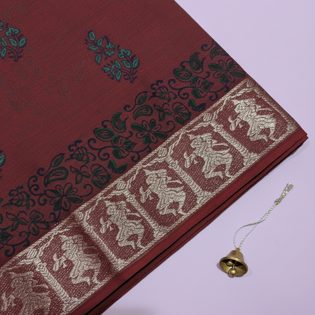 KUBERAN BROWN COTTON DANCE PRACTICE SAREE