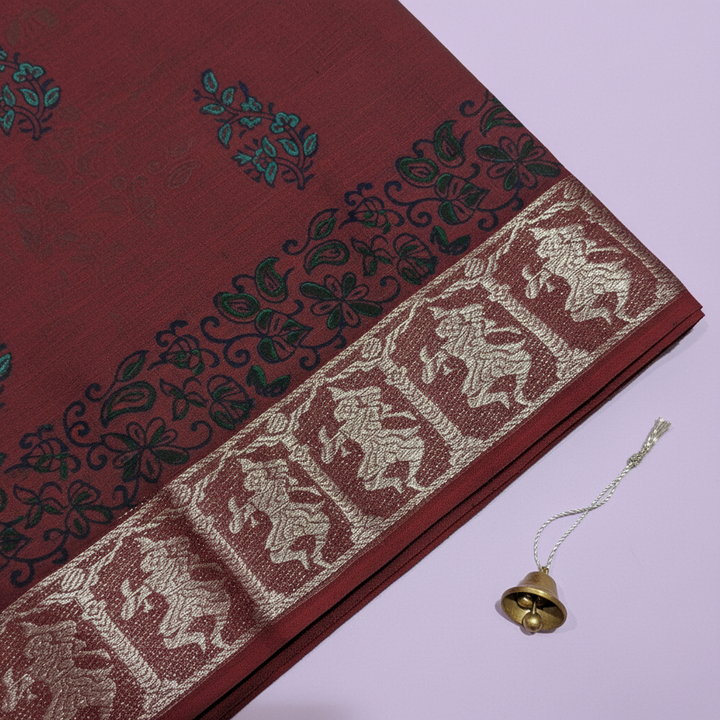 KUBERAN BROWN COTTON DANCE PRACTICE SAREE