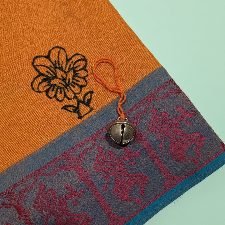 KUBERAN ORANGE COTTON DANCE PRACTICE SAREE