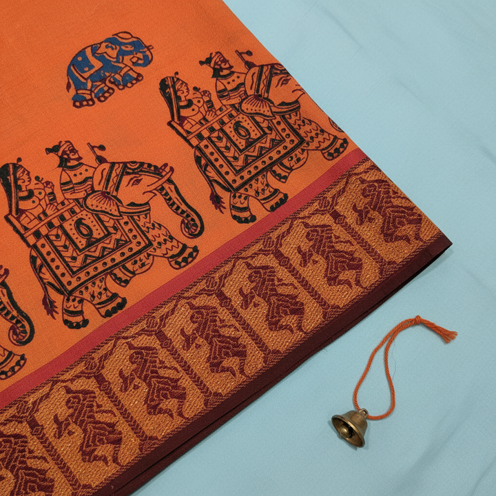 KUBERAN ORANGE COTTON DANCE PRACTICE SAREE