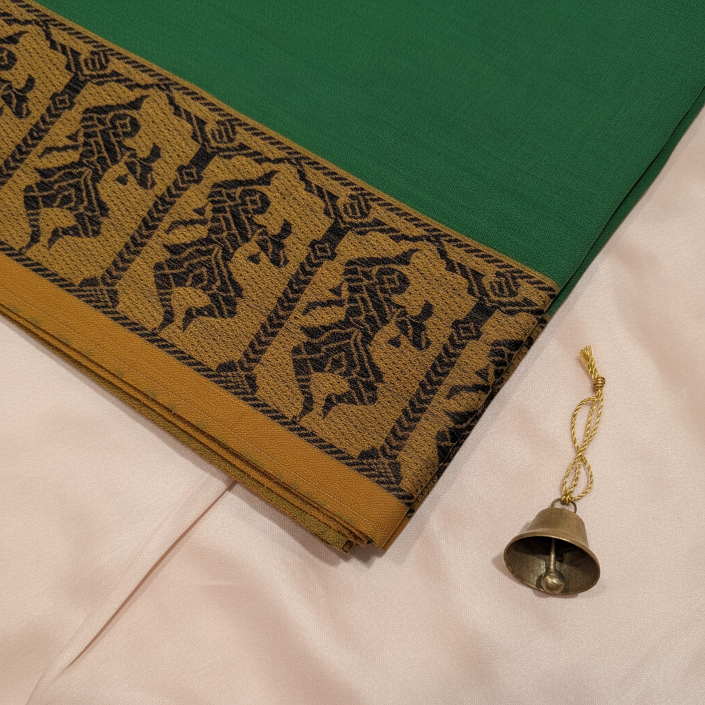 KUBERAN GREEN COTTON DANCE PRACTICE SAREE