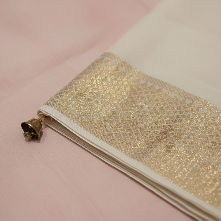 KUBERAN WHITE COTTON DANCE PRACTICE SAREE