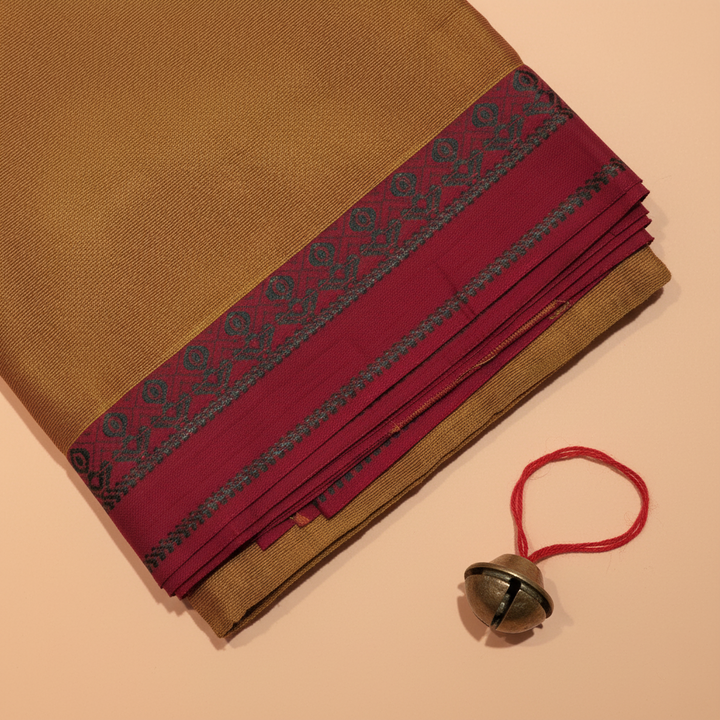KUBERAN PALE BROWN COTTON DANCE PRACTICE SAREE