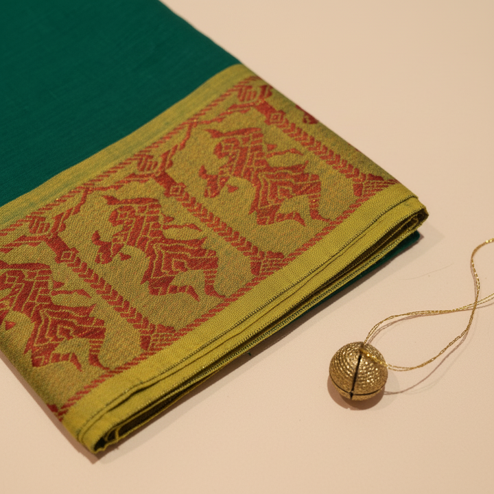 KUBERAN GREEN COTTON DANCE PRACTICE SAREE