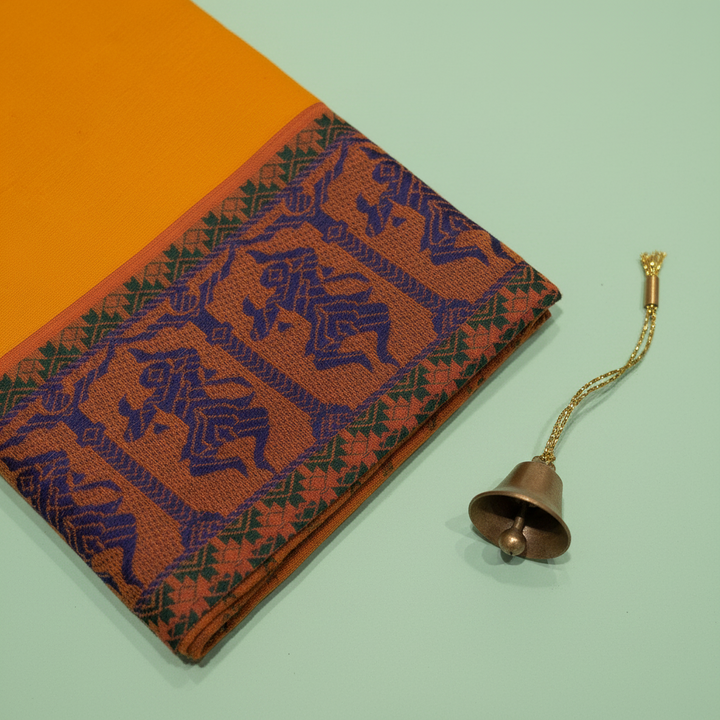 KUBERAN SAFFRON ORANGE COTTON DANCE PRACTICE SAREE
