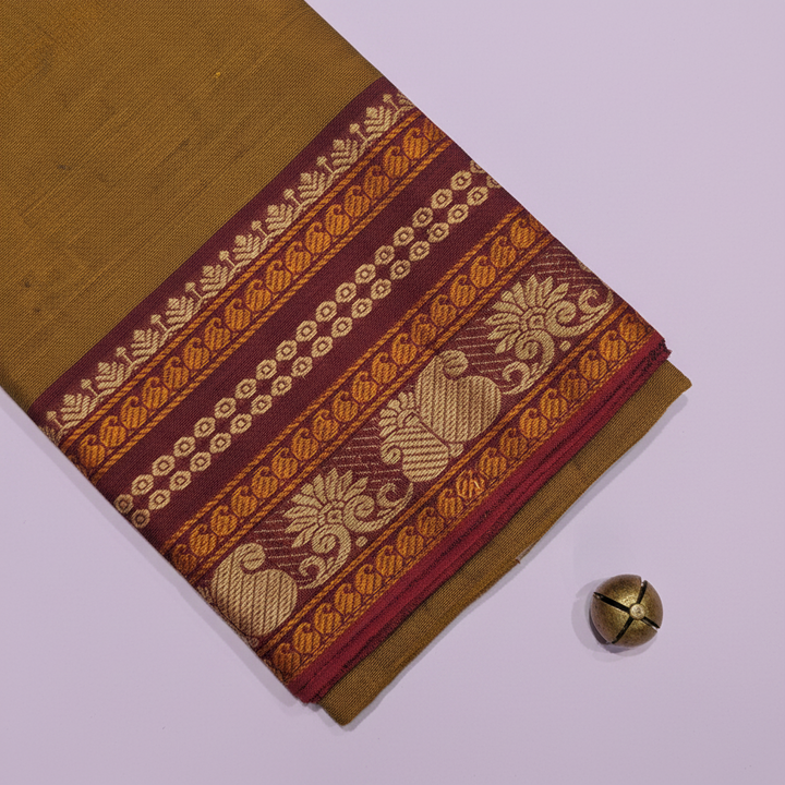 KUBERAN OLIVE BROWN COTTON DANCE PRACTICE SAREE