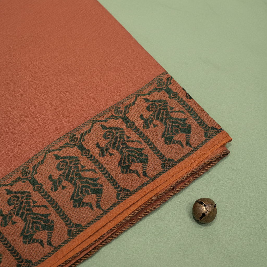 KUBERAN RUST ORANGE COTTON DANCE PRACTICE SAREE