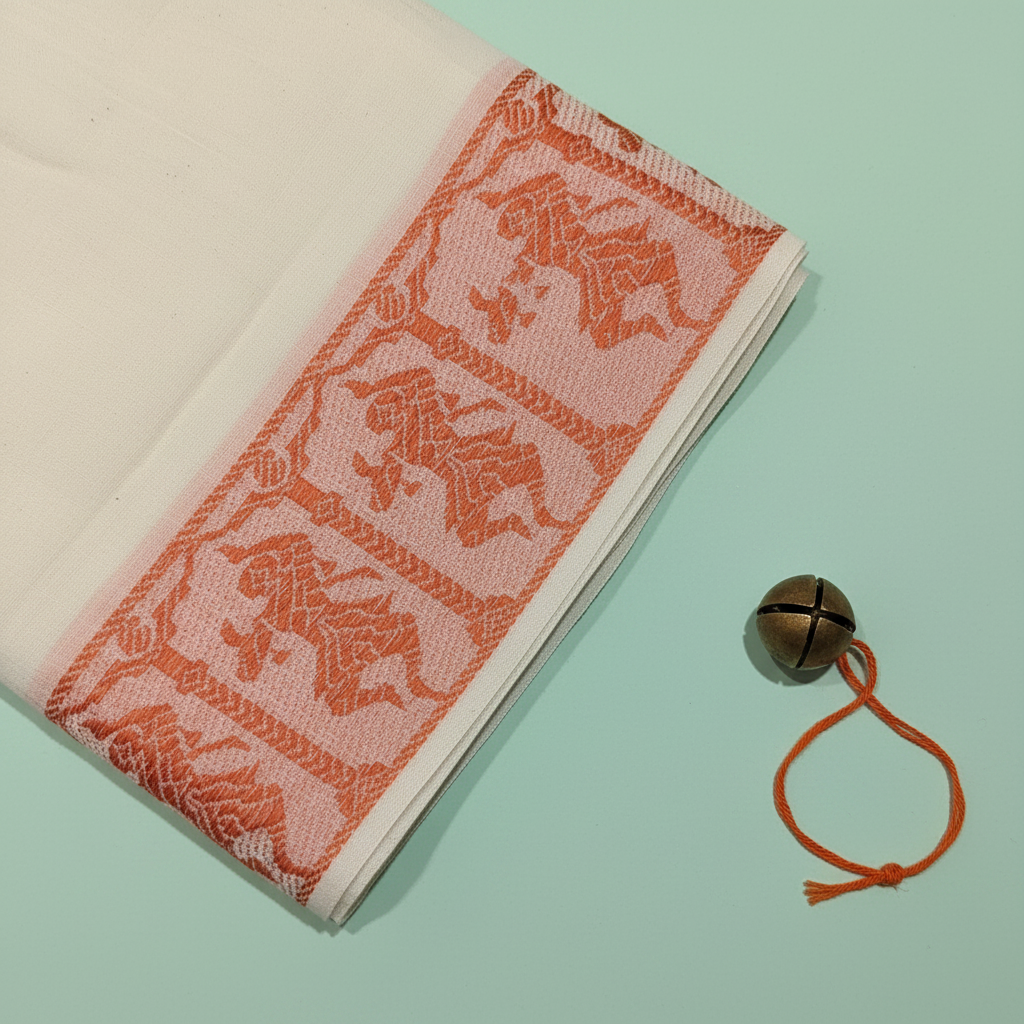 KUBERAN WHITE COTTON DANCE PRACTICE SAREE