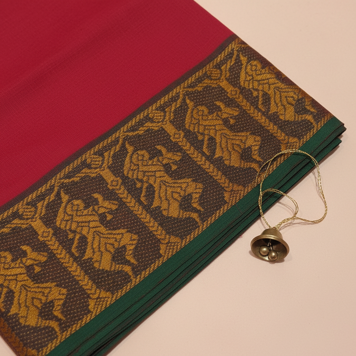 KUBERAN RED COTTON DANCE PRACTICE SAREE