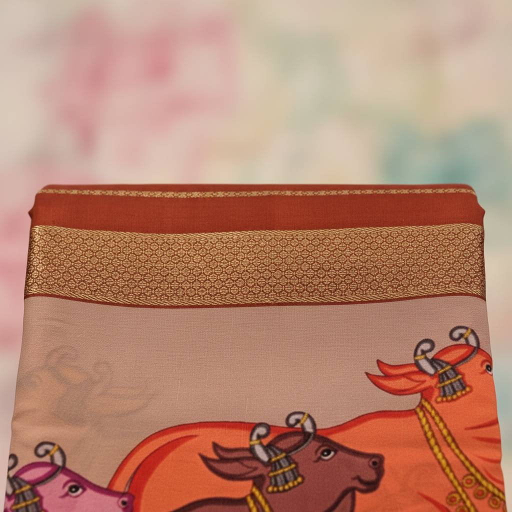 KUBERAN DUSTY BROWN MYSORE CREPE SILK SAREE