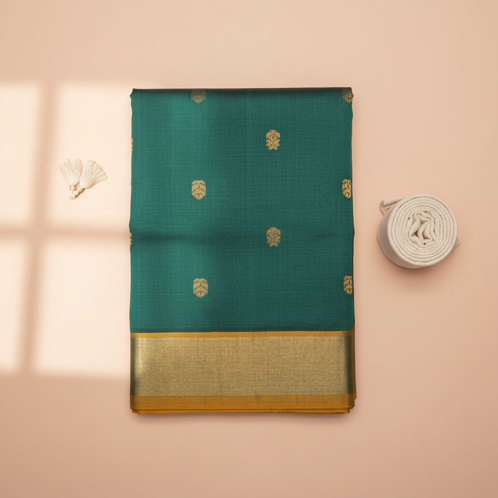 Kuberan Teal Green Cotton Saree