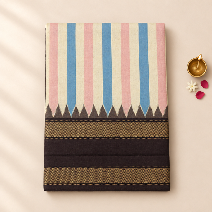 KUBERAN CREAM COFFEE POCHAMPALLY SILK SAREE