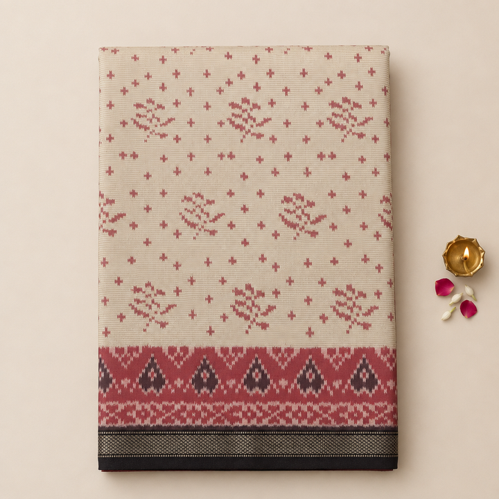 KUBERAN IVORY CREAM POCHAMPALLY SILK SAREE