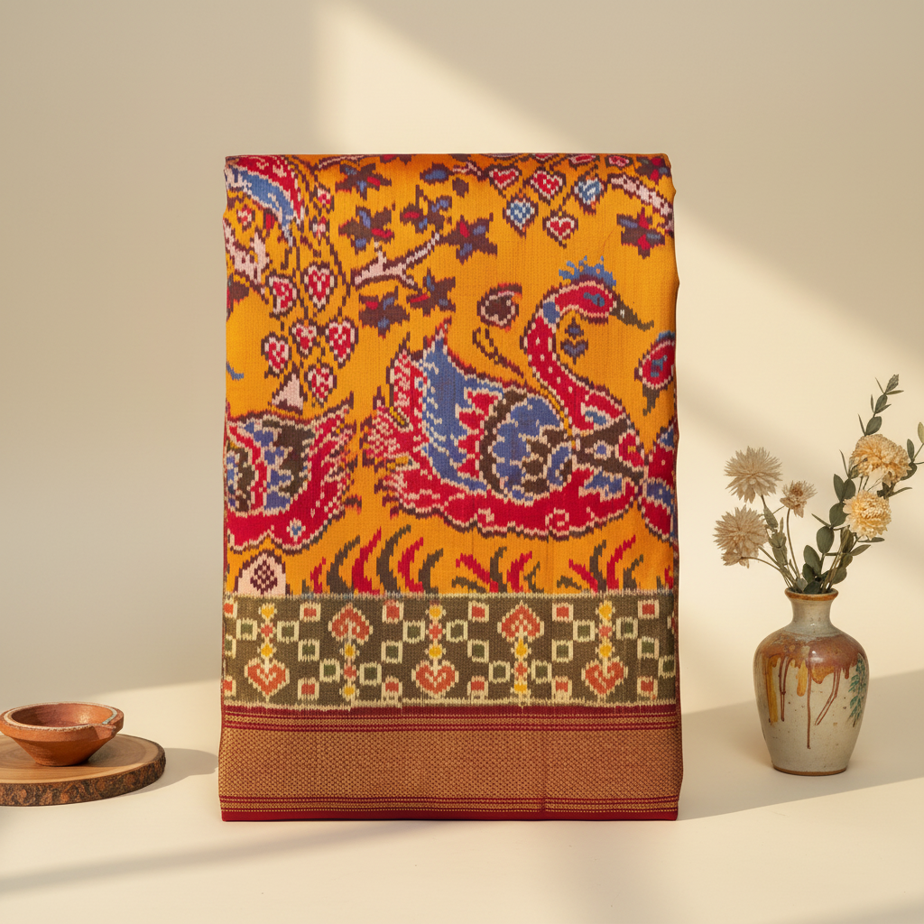 KUBERAN YELLOW POCHAMPALLY SILK SAREE