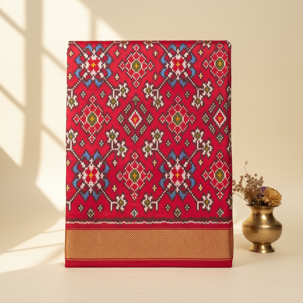KUBERAN RED POCHAMPALLY SILK SAREE