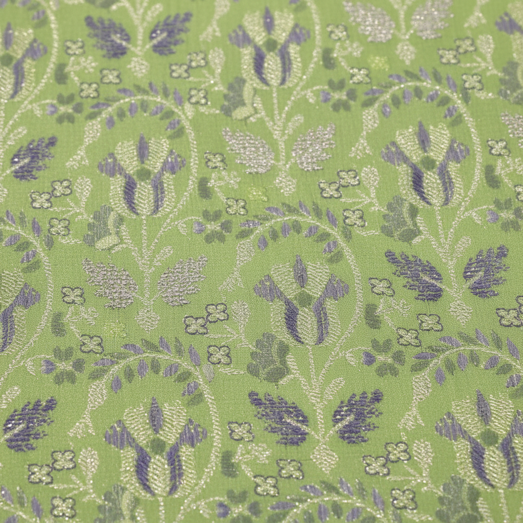 Kuberan Light Green With Blue Border Pure silk Pavada
