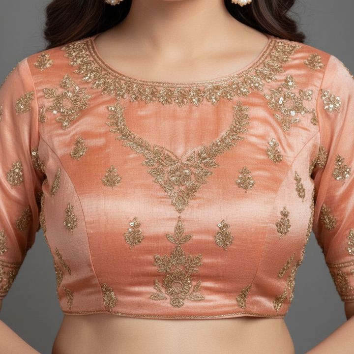 KUBERAN PEACH UNSTITCHED VELVET LEHENGA