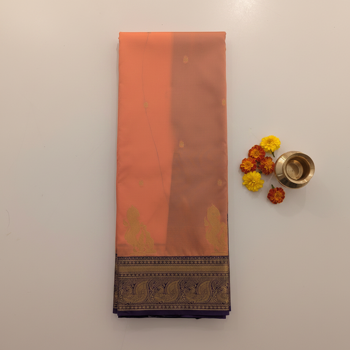 KUBERAN PEACH SEMI SILK SAREE