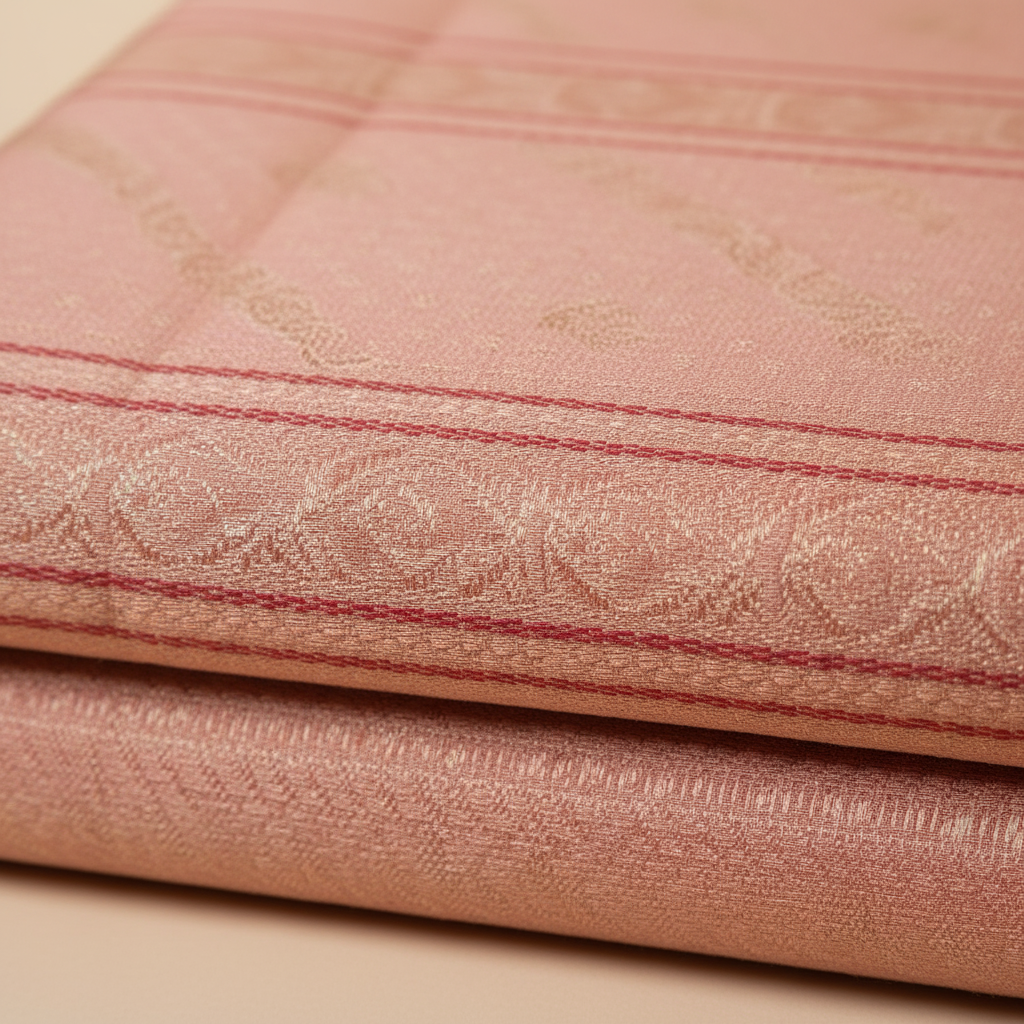 KUBERAN PEACH WITH RED PURE KANCHIPURAM SILK SAREE