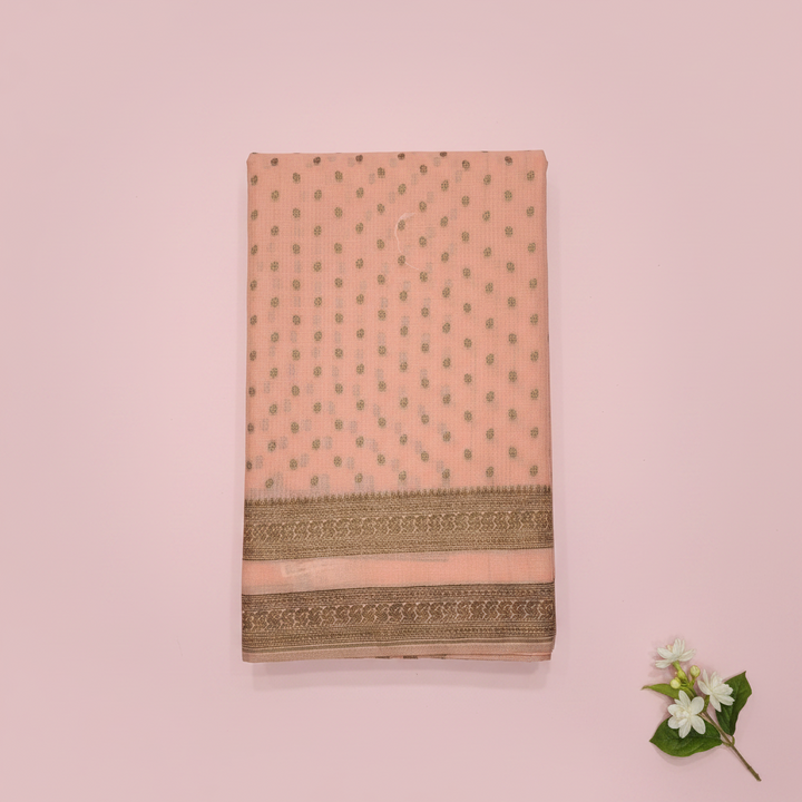 KUBERAN PEACH RAW SILK SAREE