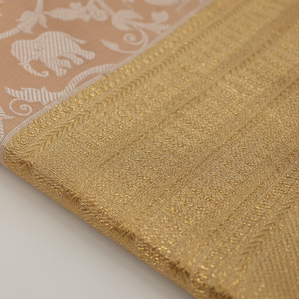 kuberan Peach Kanchipuram Silk Saree