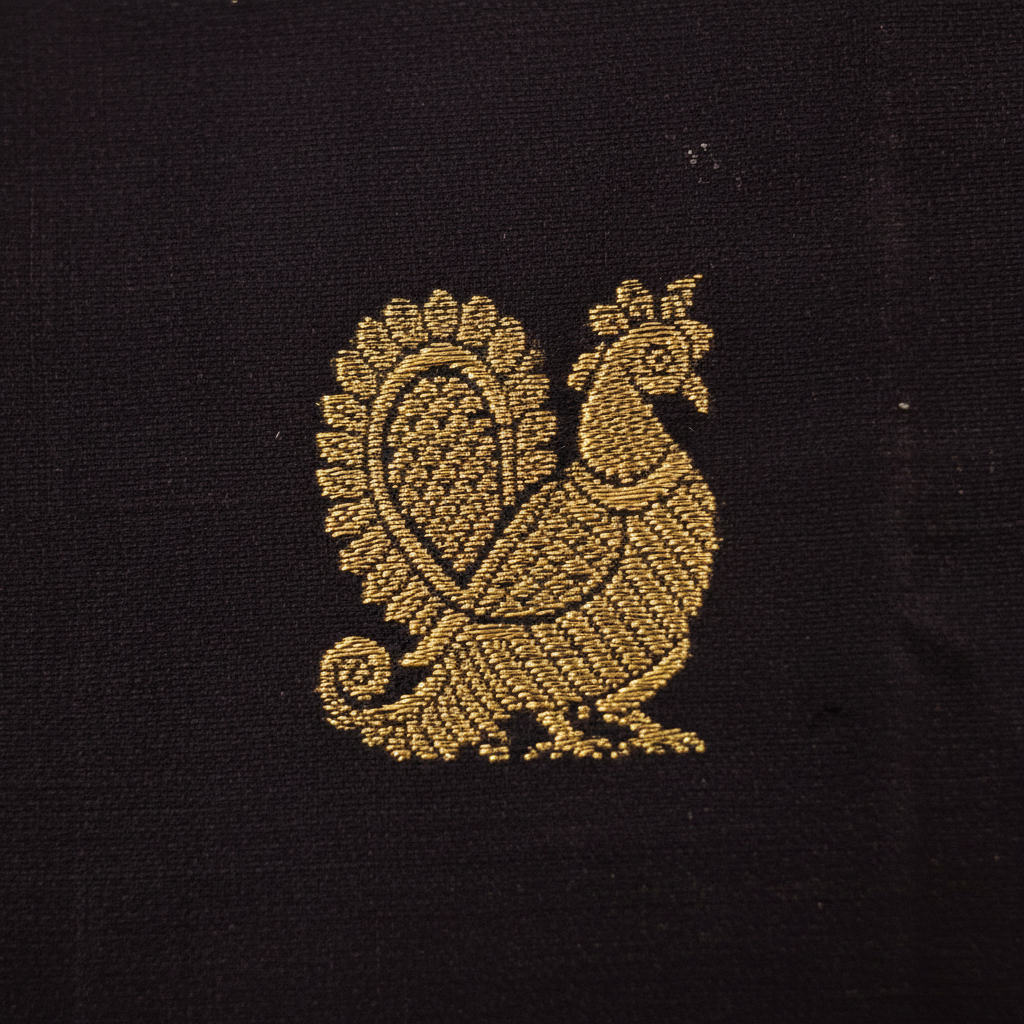 Kuberan maroon Kanchipuram Silk Saree with Golden Mandala & Peacock Motifs